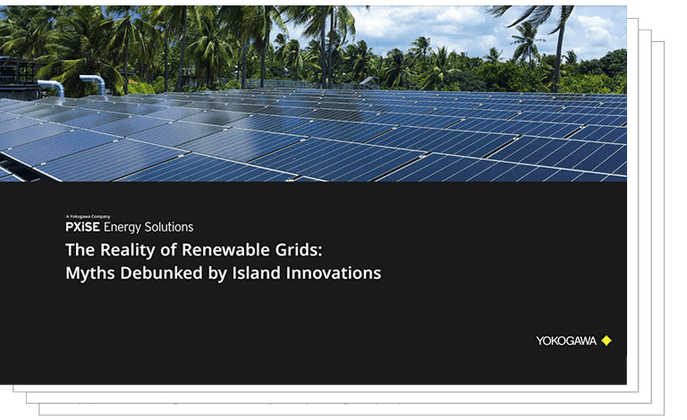 White paper cover with a solar PV array surrounded by palm trees